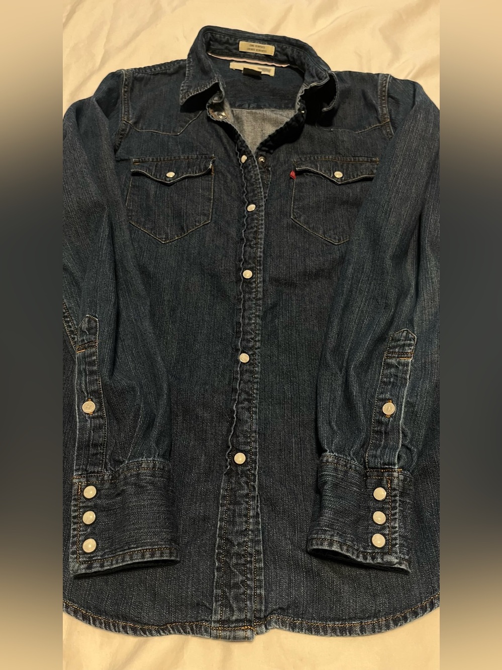 Women’s LEVI”S ICONS REINVENTED Cotton Dark Blue Western Denim Shirt Size M - Picture 8 of 14